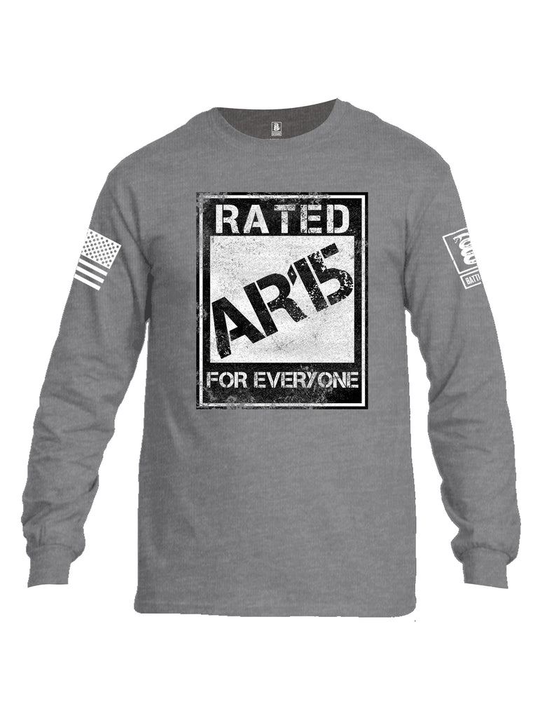 Battleraddle Rated AR15 For Everyone White Sleeve Print Mens Cotton Long Sleeve Crew Neck T Shirt