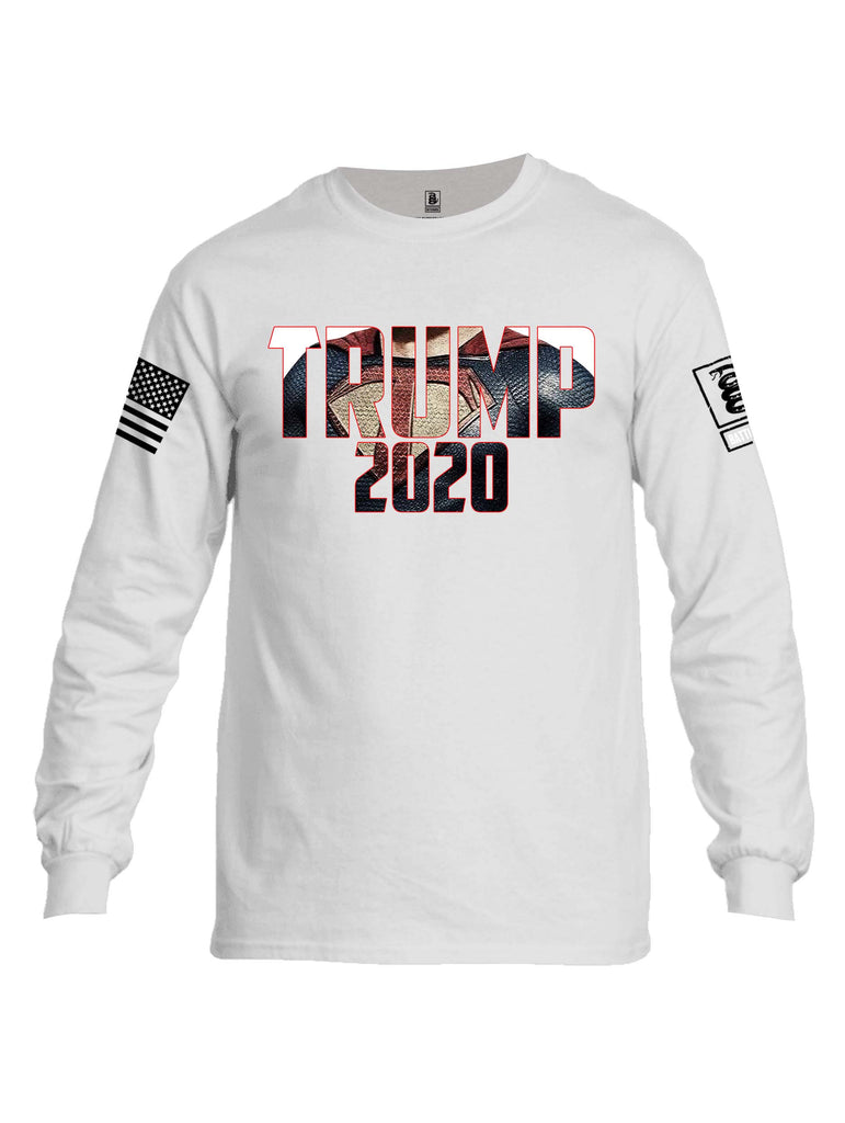 Battleraddle Super Trump 2020 White Sleeve Print Mens Cotton Long Sleeve Crew Neck T Shirt