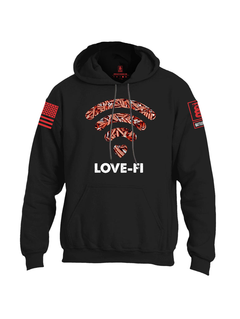 Battleraddle Love-Fi Red Sleeve Print Mens Blended Hoodie With Pockets