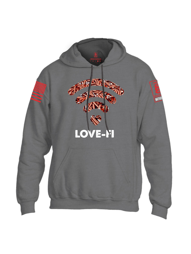 Battleraddle Love-Fi Red Sleeve Print Mens Blended Hoodie With Pockets