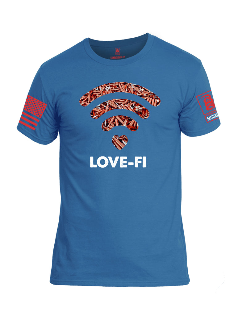 Battleraddle Love-Fi Red Sleeve Print Mens Cotton Crew Neck T Shirt