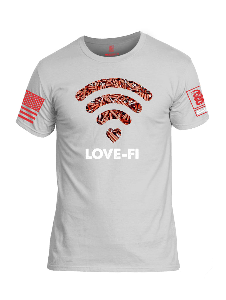 Battleraddle Love-Fi Red Sleeve Print Mens Cotton Crew Neck T Shirt