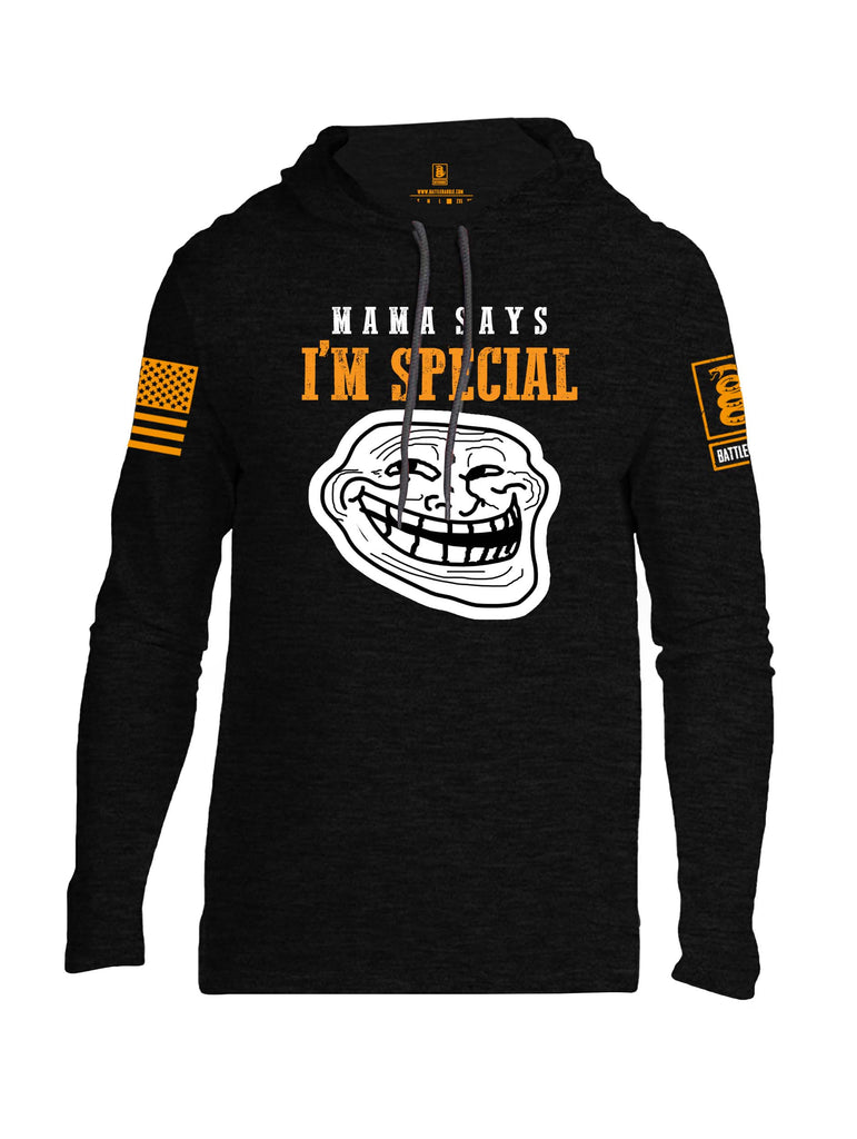 Battleraddle Mama Says Im Special Orange Sleeve Print Mens Thin Cotton Lightweight Hoodie