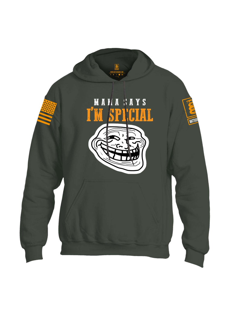 Battleraddle Mama Says Im Special Orange Sleeve Print Mens Blended Hoodie With Pockets
