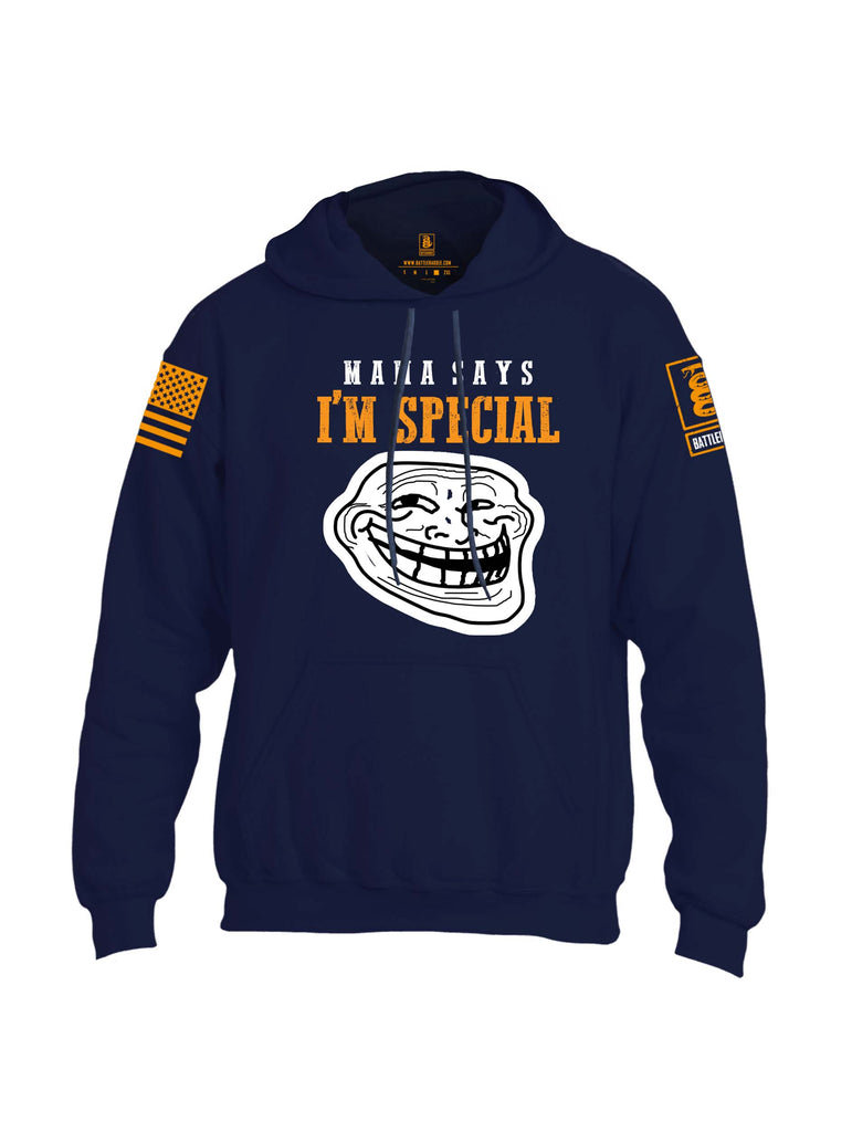 Battleraddle Mama Says Im Special Orange Sleeve Print Mens Blended Hoodie With Pockets