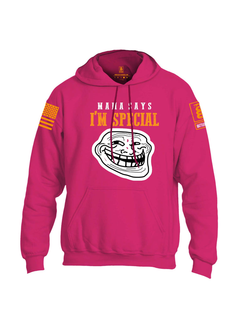 Battleraddle Mama Says Im Special Orange Sleeve Print Mens Blended Hoodie With Pockets