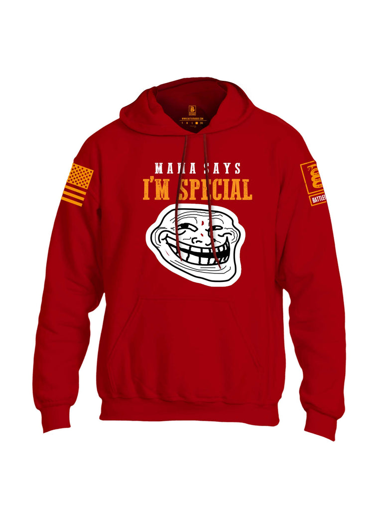 Battleraddle Mama Says Im Special Orange Sleeve Print Mens Blended Hoodie With Pockets
