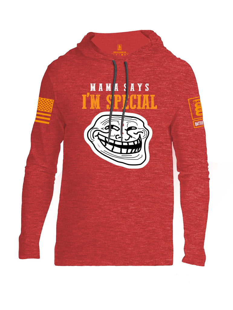 Battleraddle Mama Says Im Special Orange Sleeve Print Mens Thin Cotton Lightweight Hoodie