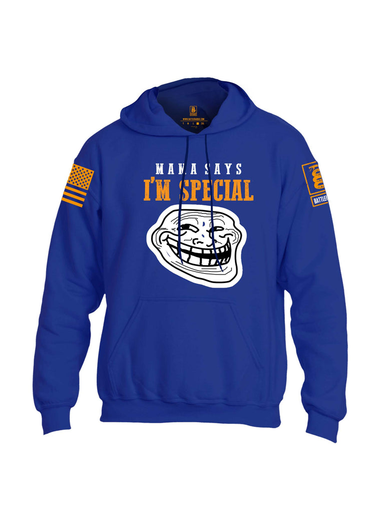 Battleraddle Mama Says Im Special Orange Sleeve Print Mens Blended Hoodie With Pockets