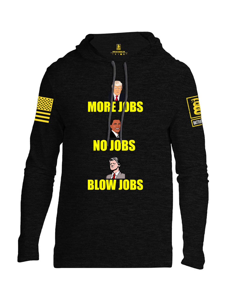 Battleraddle More Jobs No Jobs Blow Jobs Yellow Sleeve Print Mens Thin Cotton Lightweight Hoodie