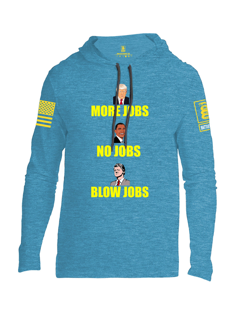 Battleraddle More Jobs No Jobs Blow Jobs Yellow Sleeve Print Mens Thin Cotton Lightweight Hoodie