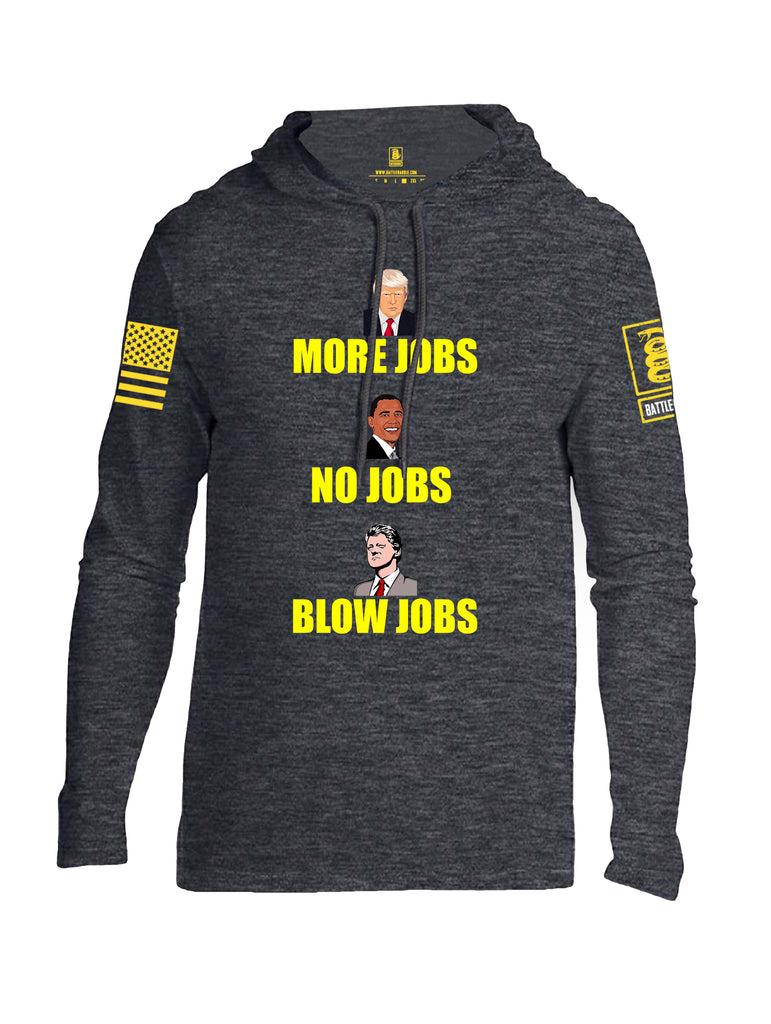 Battleraddle More Jobs No Jobs Blow Jobs Yellow Sleeve Print Mens Thin Cotton Lightweight Hoodie