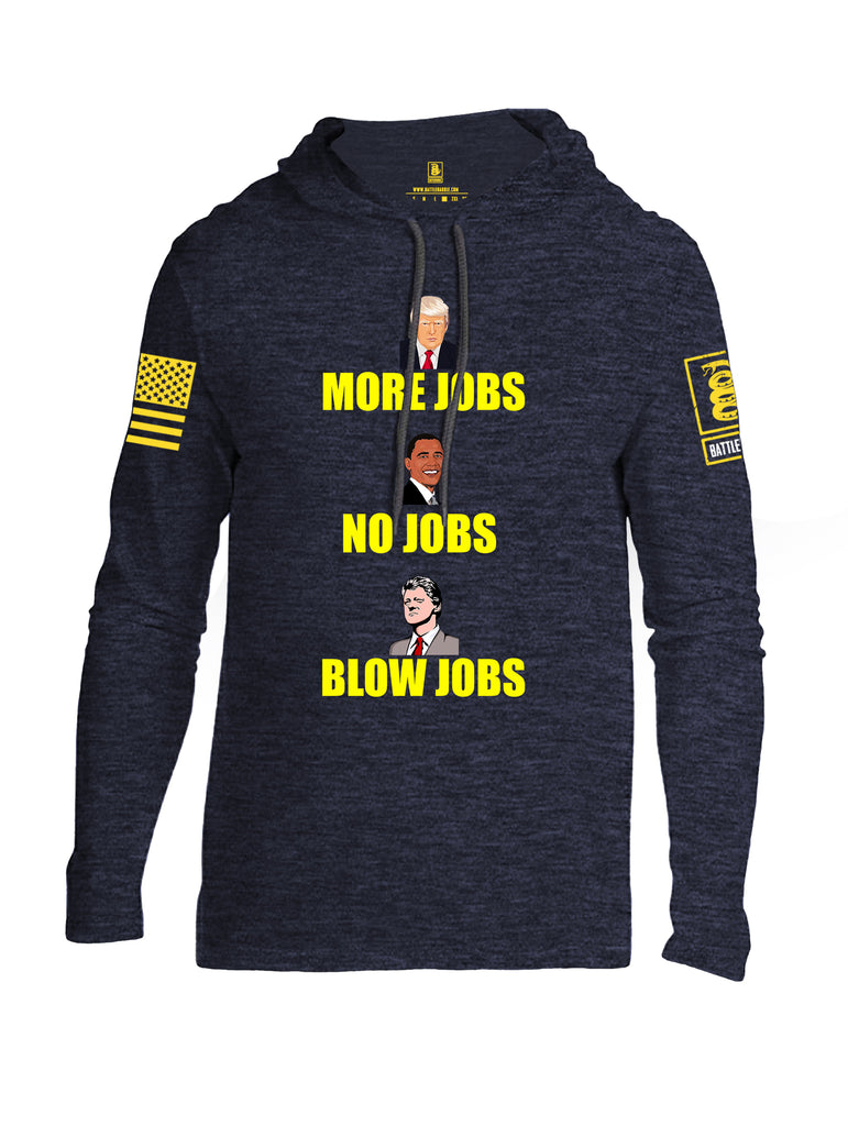 Battleraddle More Jobs No Jobs Blow Jobs Yellow Sleeve Print Mens Thin Cotton Lightweight Hoodie