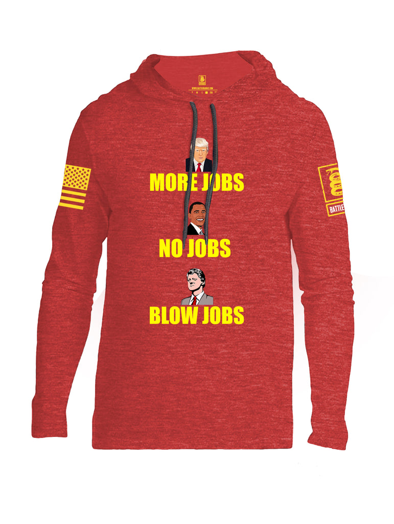 Battleraddle More Jobs No Jobs Blow Jobs Yellow Sleeve Print Mens Thin Cotton Lightweight Hoodie