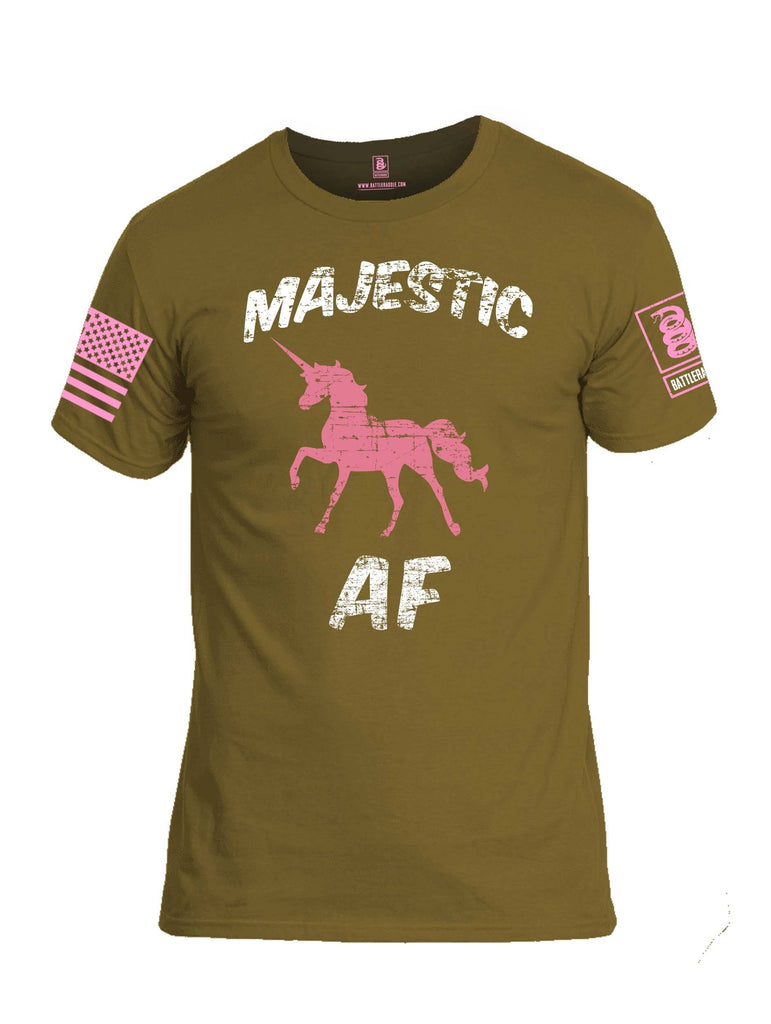 Battleraddle Majestic AF Pink Sleeve Print Mens Cotton Crew Neck T Shirt shirt|custom|veterans|Apparel-Mens T Shirt-cotton