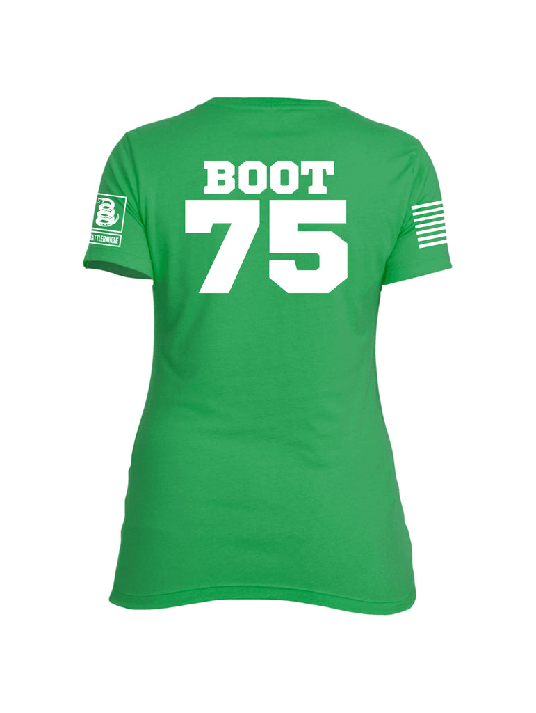 Battleraddle Marines Crayon Boot 75 White Sleeve Print Womens Cotton Crew Neck T Shirt