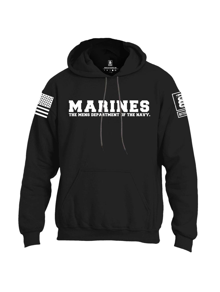 Battleraddle Marines The Mens Department Of The Navy White Sleeve Print Mens Blended Hoodie With Pockets