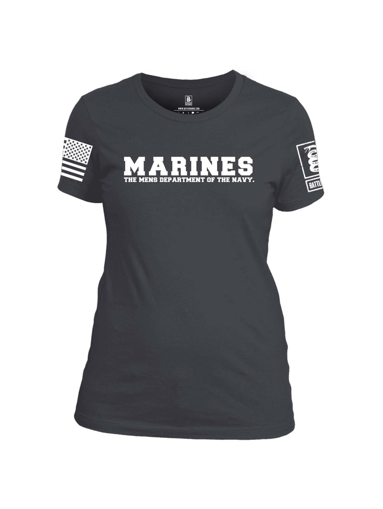 Battleraddle Marines The Mens Department Of The Navy White Sleeve Print Womens Cotton Crew Neck T Shirt