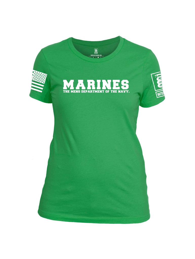 Battleraddle Marines The Mens Department Of The Navy White Sleeve Print Womens Cotton Crew Neck T Shirt