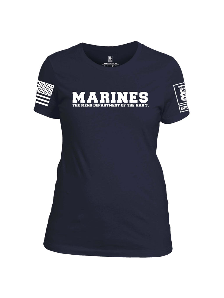 Battleraddle Marines The Mens Department Of The Navy White Sleeve Print Womens 100% Battlefit Polyester Crew Neck T Shirt