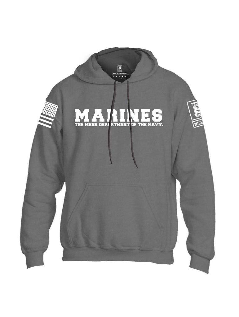 Battleraddle Marines The Mens Department Of The Navy White Sleeve Print Mens Blended Hoodie With Pockets