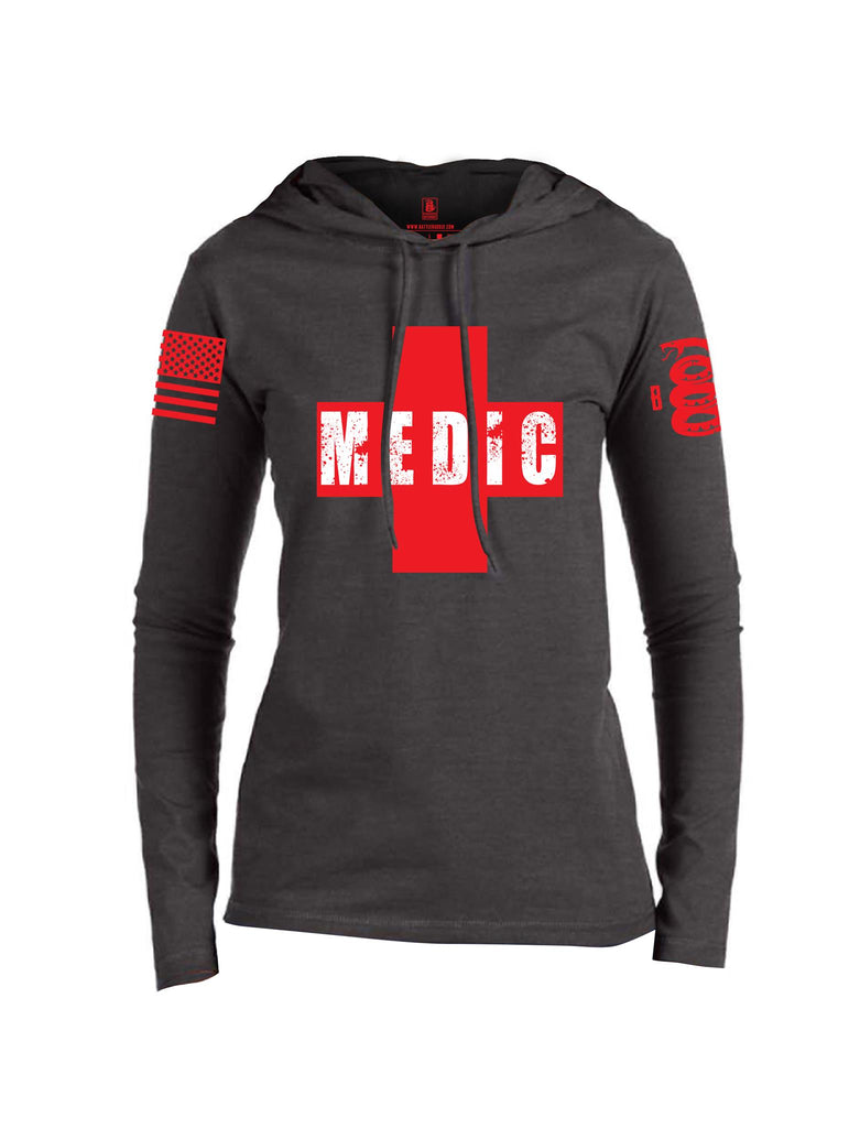 Battleraddle Medic Red Sleeve Print Womens Thin  Cotton Lightweight Hoodie