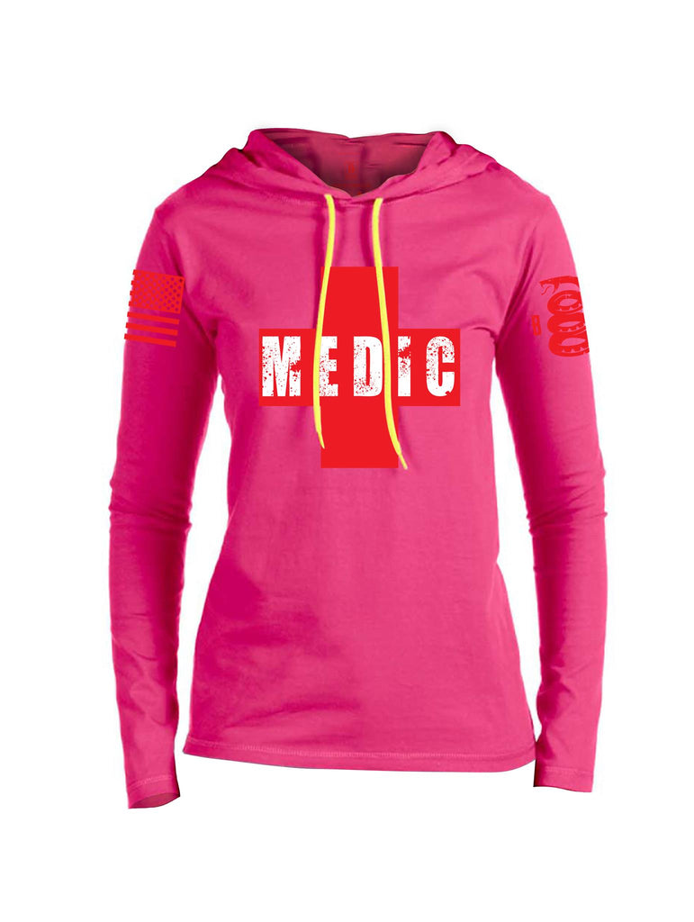 Battleraddle Medic Red Sleeve Print Womens Thin  Cotton Lightweight Hoodie