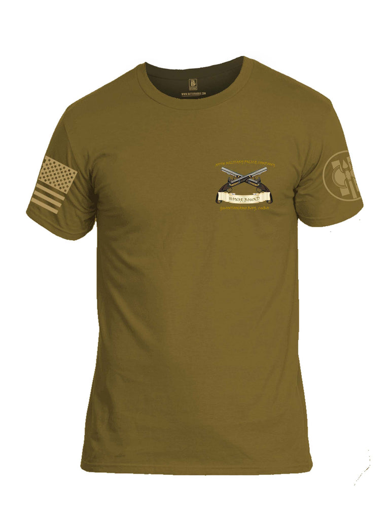 Battleraddle Military Police Honor Bound 357 MP CO Brass Sleeve Print Mens Cotton Crew Neck T Shirt