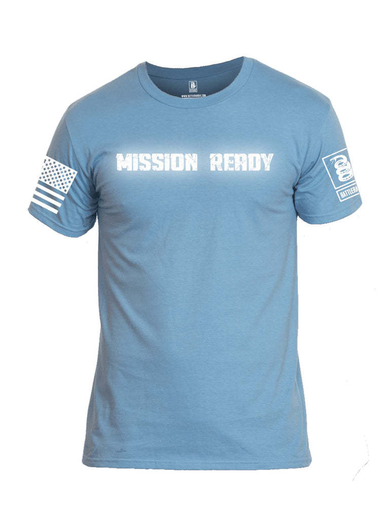 Battleraddle Mission Ready White Sleeve Print Mens Cotton Crew Neck T Shirt