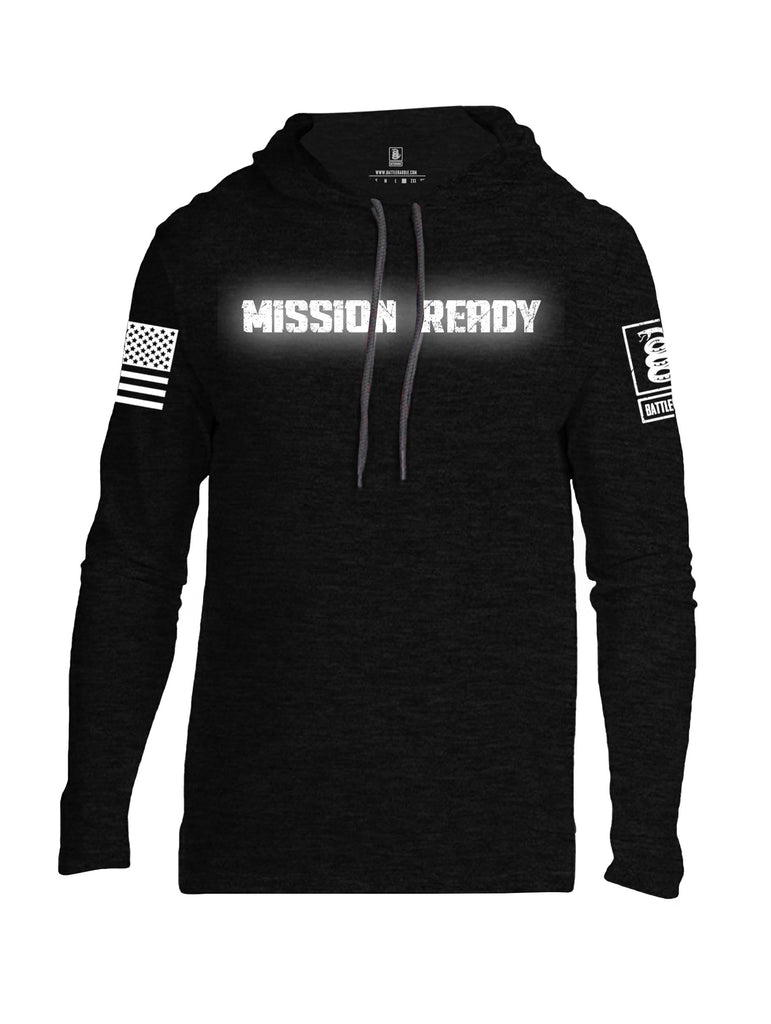 Battleraddle Mission Ready White Sleeve Print Mens Thin Cotton Lightweight Hoodie