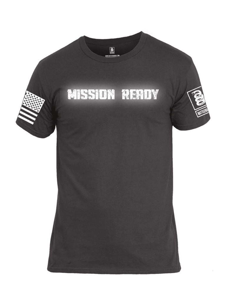 Battleraddle Mission Ready White Sleeve Print Mens Cotton Crew Neck T Shirt