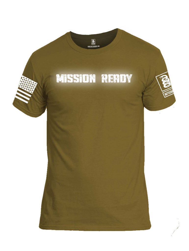 Battleraddle Mission Ready White Sleeve Print Mens Cotton Crew Neck T Shirt