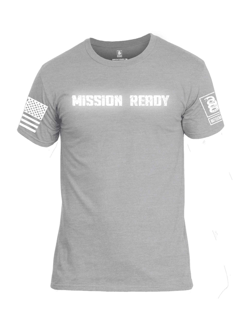Battleraddle Mission Ready White Sleeve Print Mens Cotton Crew Neck T Shirt