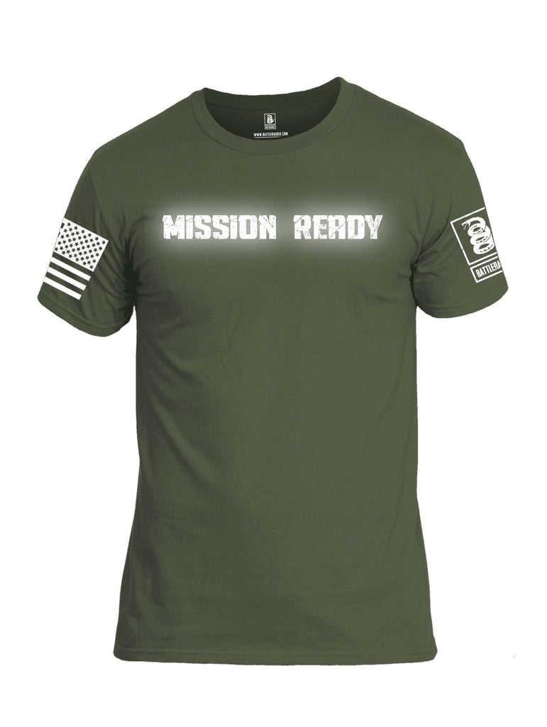 Battleraddle Mission Ready White Sleeve Print Mens Cotton Crew Neck T Shirt