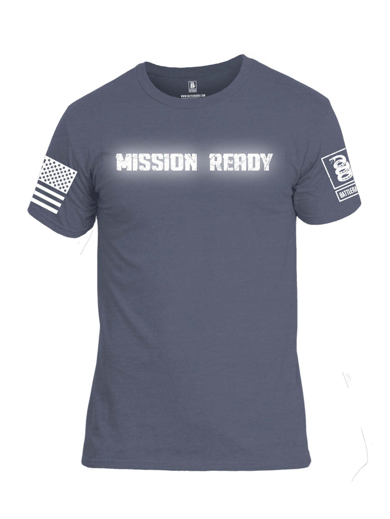 Battleraddle Mission Ready White Sleeve Print Mens Cotton Crew Neck T Shirt