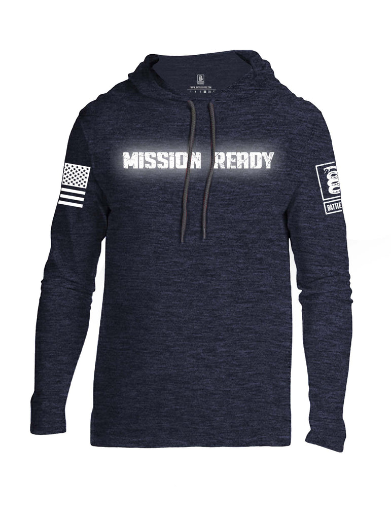 Battleraddle Mission Ready White Sleeve Print Mens Thin Cotton Lightweight Hoodie