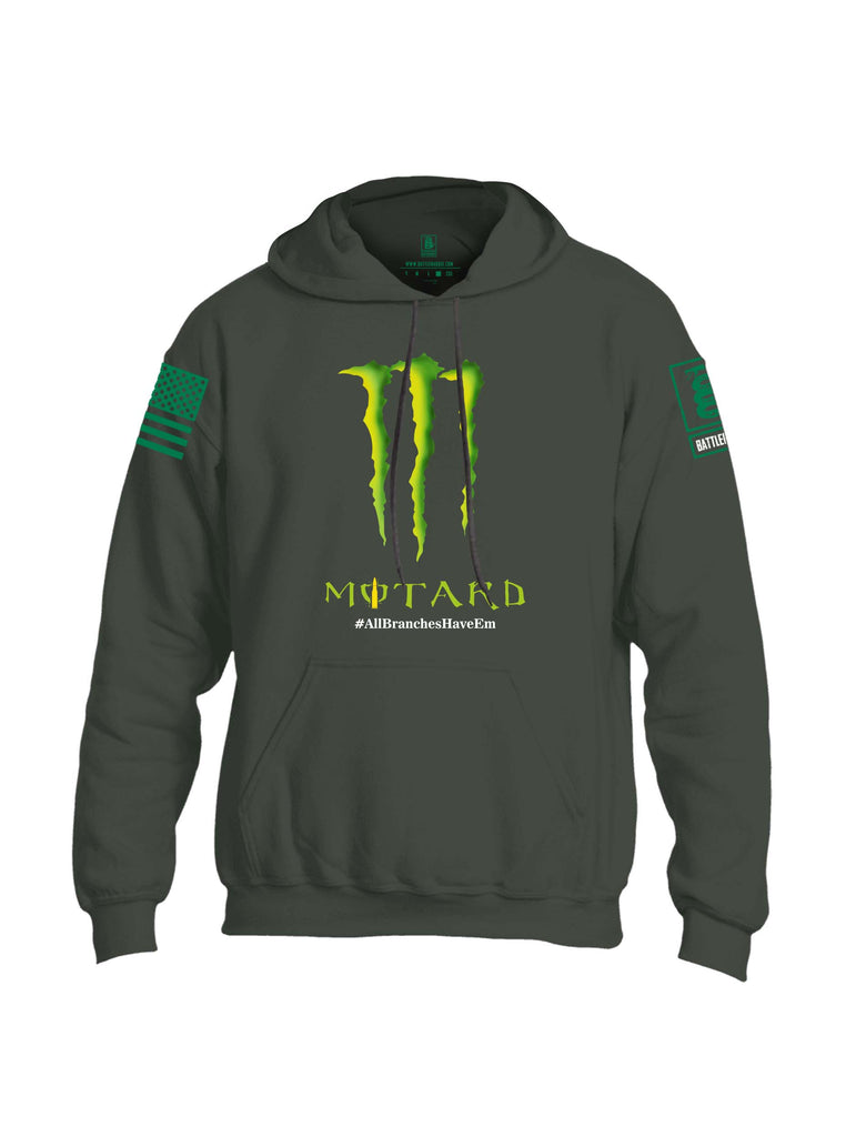 Battleraddle Motard #AllBranchesHaveEm Green Sleeve Print Mens Blended Hoodie With Pockets