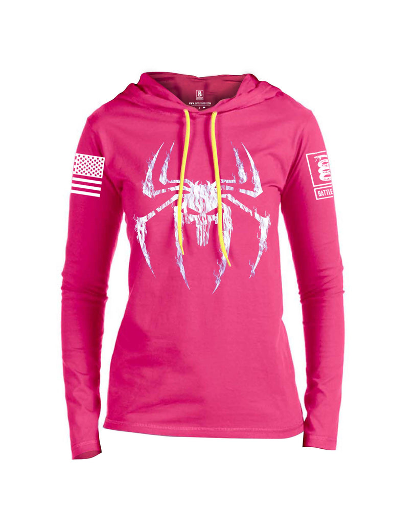 Battleraddle Mr. Expounder Venomize Villain Skull Fire White Sleeve Print Womens Thin Cotton Lightweight Hoodie