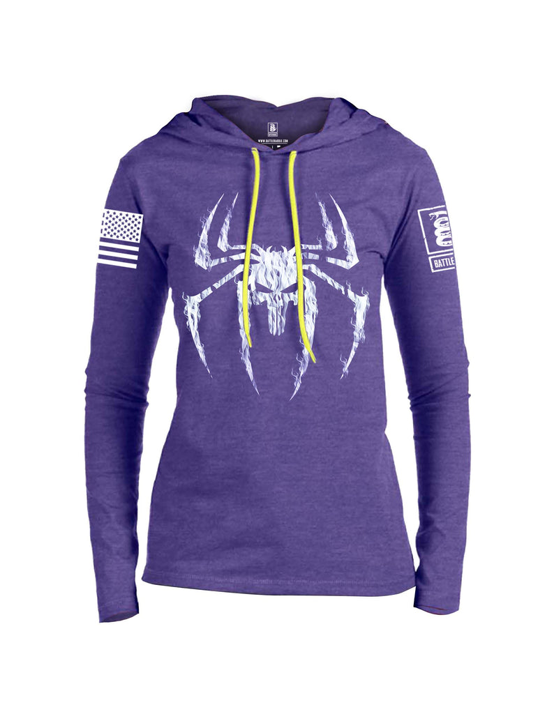Battleraddle Mr. Expounder Venomize Villain Skull Fire White Sleeve Print Womens Thin Cotton Lightweight Hoodie
