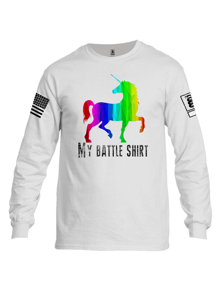 Battleraddle My Battle Shirt White Sleeve Print Mens Cotton Long Sleeve Crew Neck T Shirt
