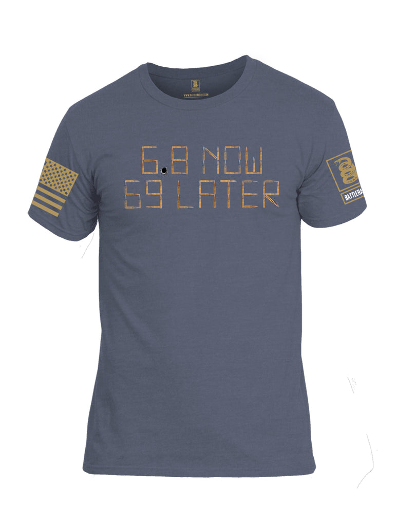 Battleraddle 6.8 Now 69 Later Brass Sleeve Print Mens Cotton Crew Neck T Shirt