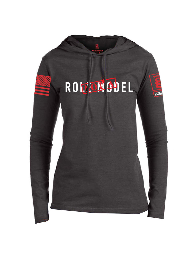 Battleraddle Not A Role Model Red Sleeve Print Womens Thin Cotton Lightweight Hoodie