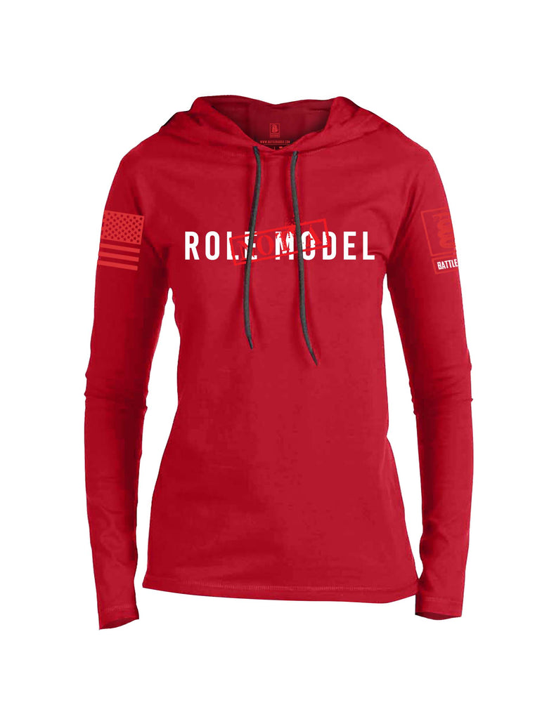 Battleraddle Not A Role Model Red Sleeve Print Womens Thin Cotton Lightweight Hoodie