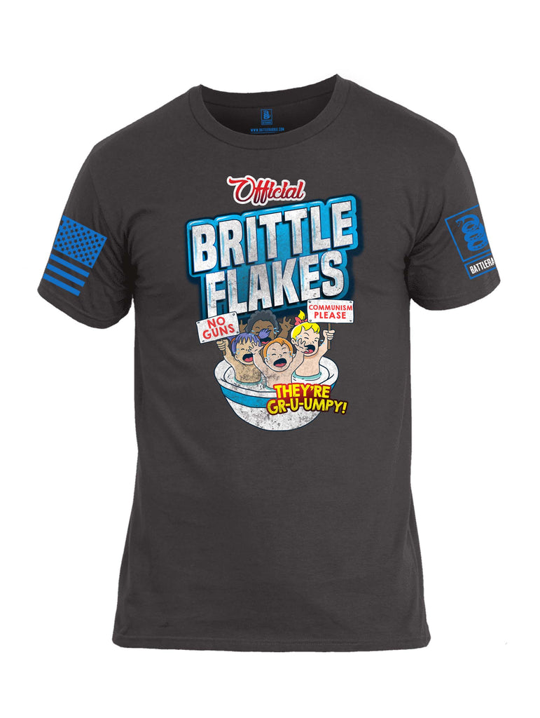 Battleraddle Official Brittle Flakes No Guns Communism Please They're Grumpy Blue Sleeve Print Mens Cotton Crew Neck T Shirt