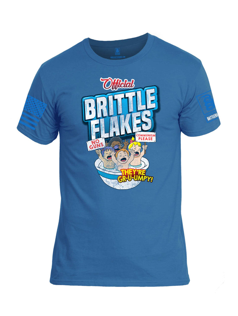 Battleraddle Official Brittle Flakes No Guns Communism Please They're Grumpy Blue Sleeve Print Mens Cotton Crew Neck T Shirt