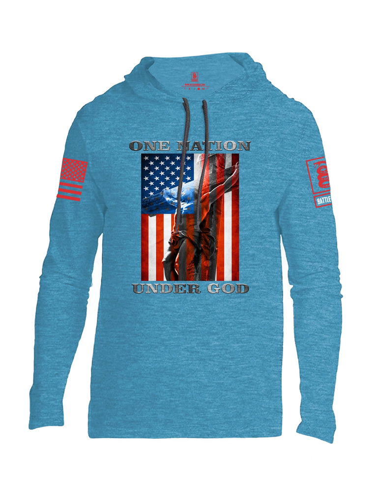 Battleraddle One Nation Under God Red Sleeve Print Mens Thin Cotton Lightweight Hoodie