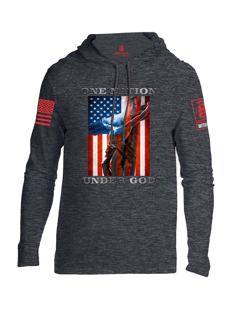 Battleraddle One Nation Under God Red Sleeve Print Mens Thin Cotton Lightweight Hoodie