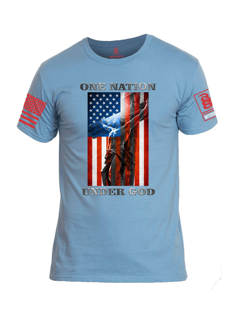 Battleraddle One Nation Under God V2 Red Sleeve Print Mens Cotton Crew Neck T Shirt shirt|custom|veterans|Apparel-Mens T Shirt-cotton