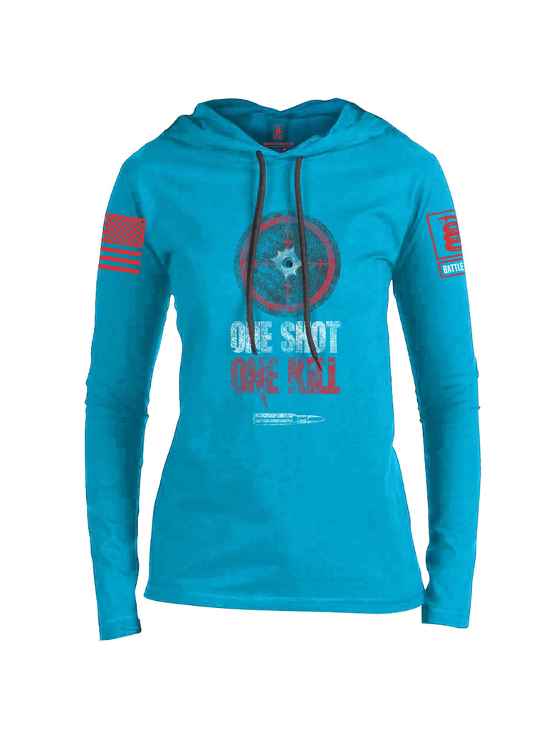 Battleraddle One Shot One Kill Red Sleeve Print Womens Thin Cotton Lightweight Hoodie
