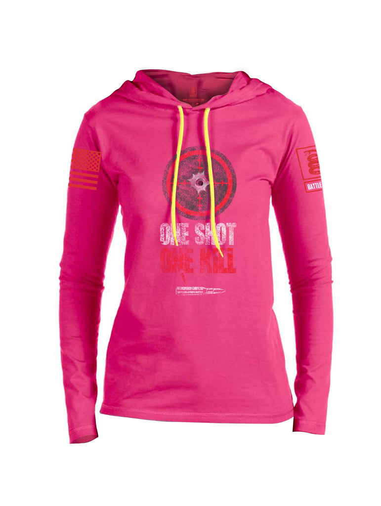 Battleraddle One Shot One Kill Red Sleeve Print Womens Thin Cotton Lightweight Hoodie